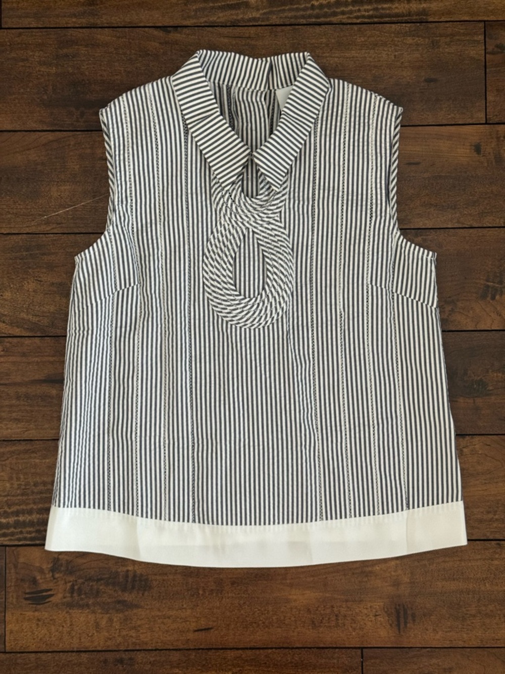 Brooks Brothers Black Fleece Blue and White Striped Sleeveless Top